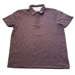 Toad&Co Mens XL Eco Short Sleeve Polo Shirt‎ Maroon Purple Heathered Slub